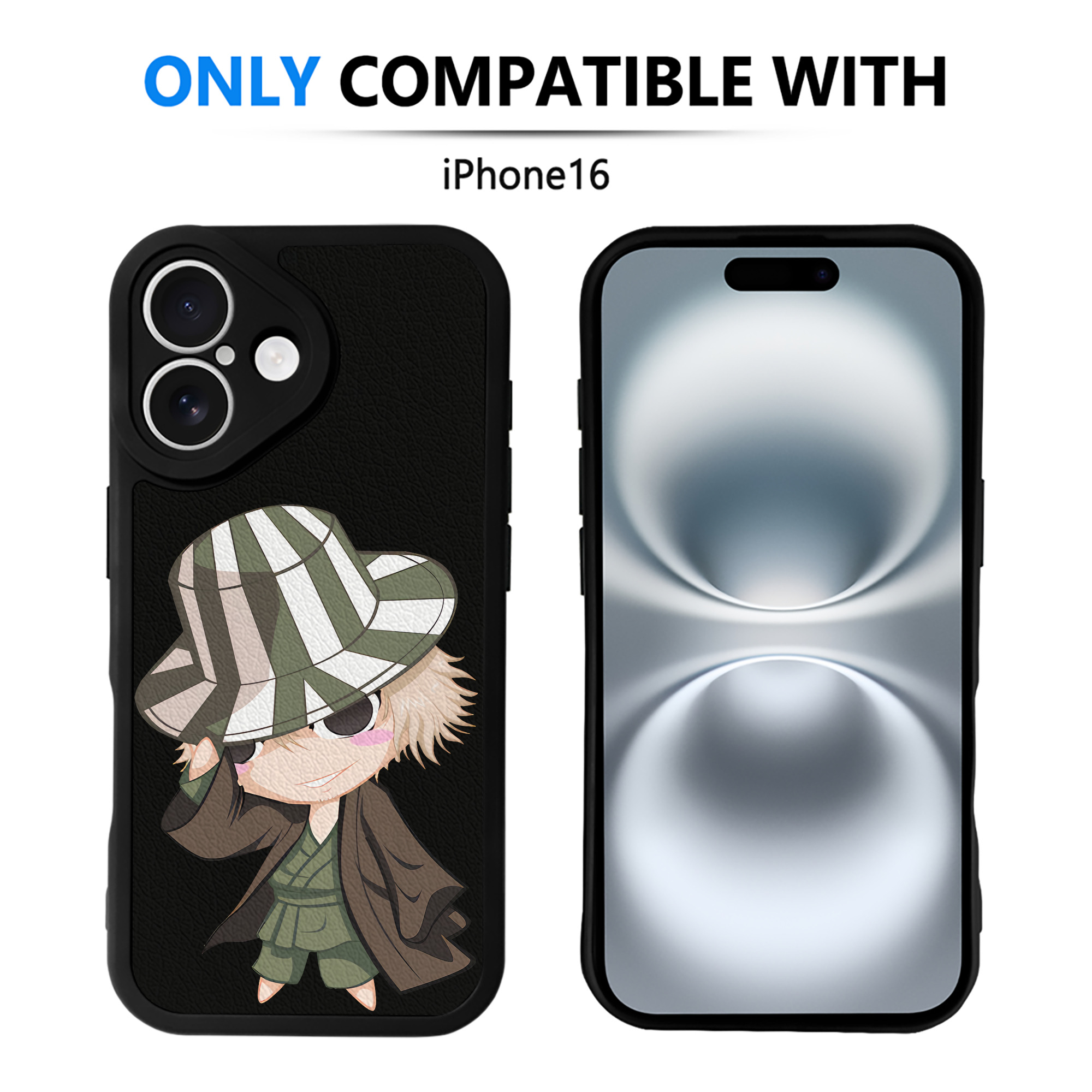 （画像用） "ブリーチ 浦原 喜助（うらはら きすけ） BLEACH Urahara Kisuke " 【iPhone 16シリーズ対応】シリコンスマホケース（レザー調） 材質：シリコン